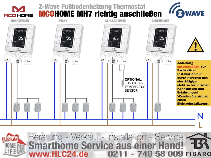 Fußbodenheizung Durchflussmenge Einstellen // Erhöhen // Verringern Z-Wave Fußbodenheizung Thermostat MCOHOME MH7 richtig anschließen